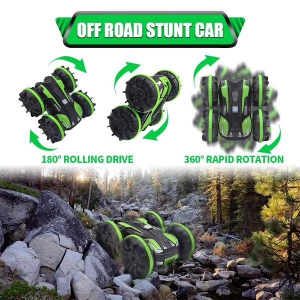 Auto Todo Terreno Verde 3 Auto TodoTerreno con Muñequera Giro 360 Grados Verde