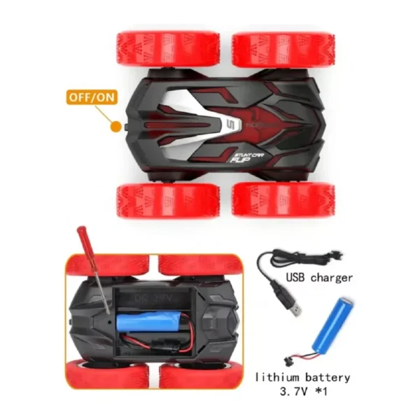 AutoRadio Acrobatico Rojo 5 Auto Radio Control Remoto Giro 360 Acrobático Rojo