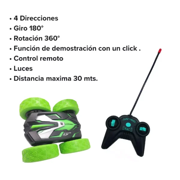 AutoRadio Acrobatico Verde 5 Auto Radio Control Remoto Giro 360 Acrobático Verde
