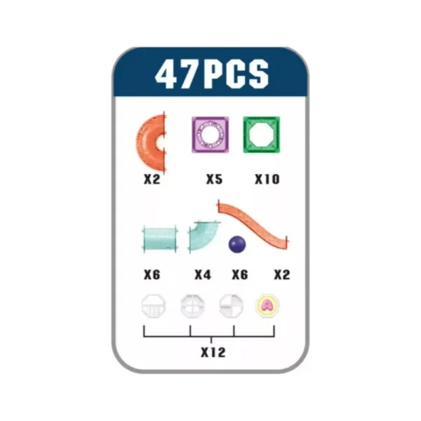 Bloques 47 pcs 6761 5 Bloques Magnéticos con Bolitas y Tobogán – Set de 47 Piezas