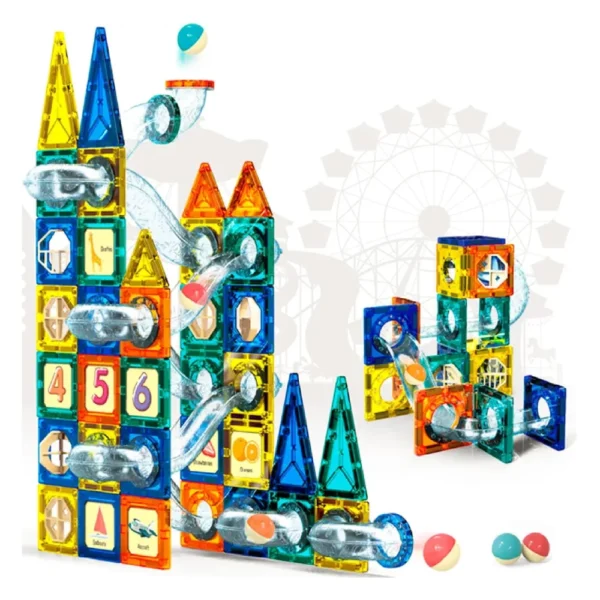 Bloques 68 pcs 6859 3 Laberinto de Bolitas Magnético con Tobogán Eléctrico – 68 Piezas