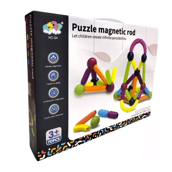 Bloques 70 pcs 6957 3 Bloques Magnéticos Puzzle Didáctico Rod – Set de 70 Piezas