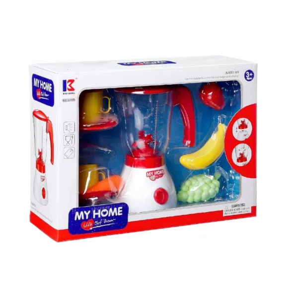 Licuadora Roja 5 Licuadora de Juguete con Frutas y Accesorios