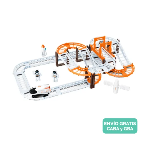 Pista Espacial de juguete con auto y coche espacial Pista Espacial con Astronautas y Cohete
