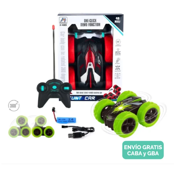 Auto Radio Control Remoto Giro 360 Acrobático Rojo Auto Radio Control Remoto Giro 360 Acrobático Verde