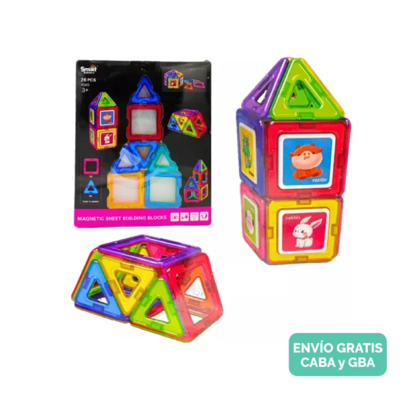 Bloques Magnéticos con Stickers– Set de 26 Piezas Bloques Magnéticos con Stickers– Set de 26 Piezas