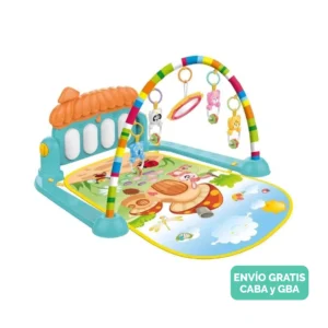 Gimnasio para Bebes Celeste con Musica Gimnasio para Bebés con Piano Musical y Manta | Desarrollo y Diversión Asegurados