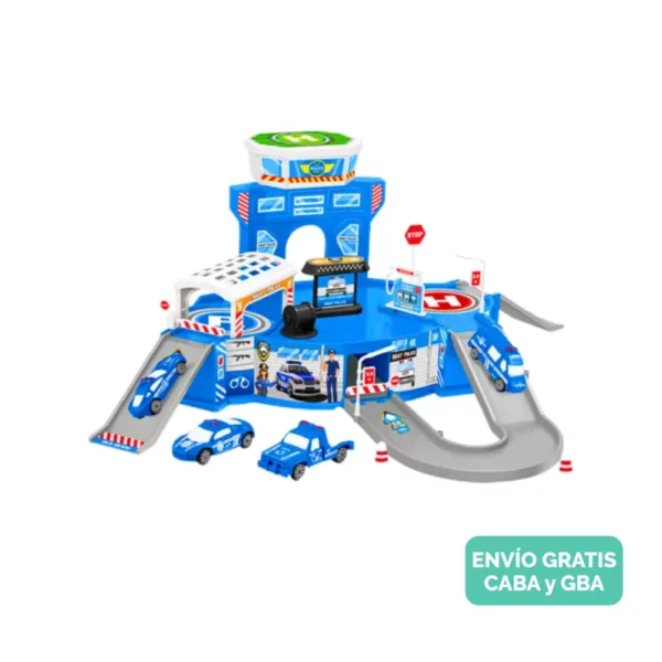 Pista De Autos Estación De Policías Con Accesorios