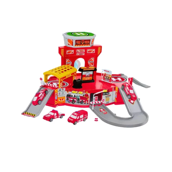 Pista de Autos Estación de Bomberos con Accesorios