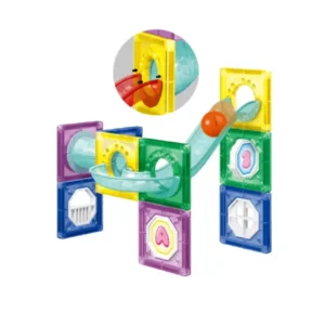 Mesa de trabajo 75 Bloques Magnéticos con Bolitas y Tobogán – Set de 47 Piezas