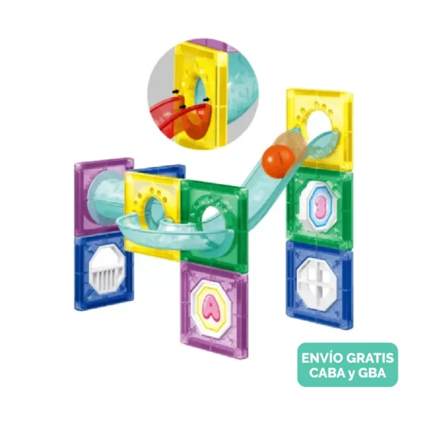 Bloques Magnéticos con Bolitas y Tobogán – Set de 47 Piezas Bloques Magnéticos con Bolitas y Tobogán – Set de 47 Piezas