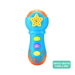 Mesa de trabajo 88 Sonajero Micrófono Celeste para Bebés con Luces y Sonidos