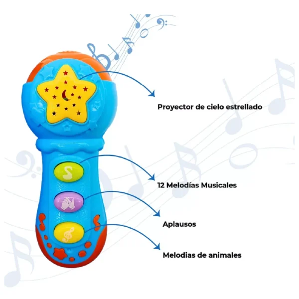 Sonajero Microfono Azul 2 Sonajero Micrófono Celeste para Bebés con Luces y Sonidos
