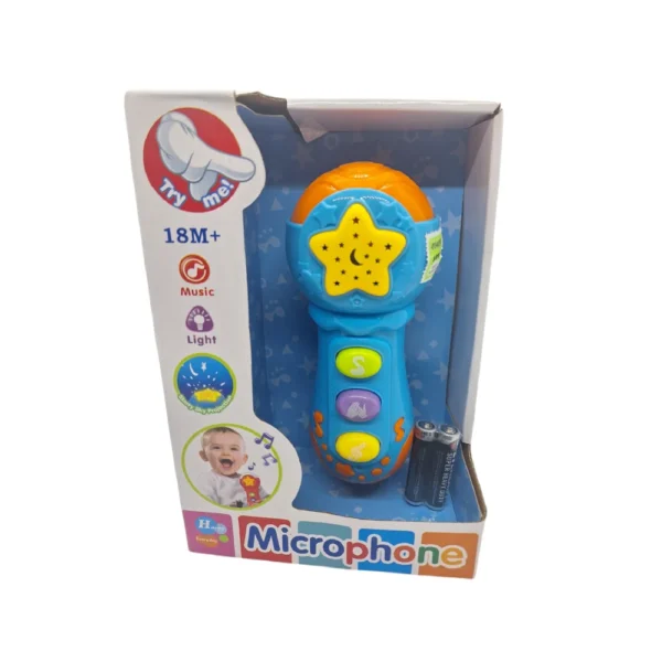 Sonajero Microfono Azul 3 Sonajero Micrófono Celeste para Bebés con Luces y Sonidos