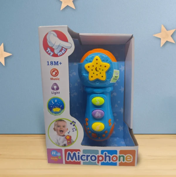 Sonajero Microfono Azul 6 Sonajero Micrófono Celeste para Bebés con Luces y Sonidos