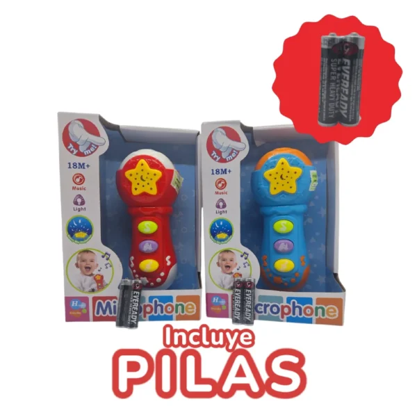 Sonajero Microfono Rojo 4 Sonajero Micrófono Rojo para Bebés con Luces y Sonidos