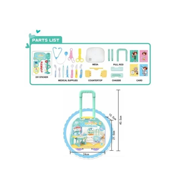 Valija Doctor 3 Valija Carrito Set de Doctor 24 Piezas