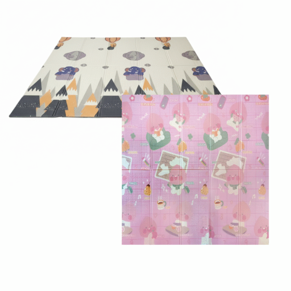 1 Alfombra Antigolpes Bebe Reversible ANIMALES GLOBO- ROSA 200x180 cm y 0,8 cm Grosor