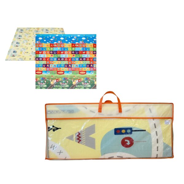3 Alfombra Antigolpes Bebe Reversible LETRAS-CIUDAD 200x180 cm y 1,5 cm Grosor