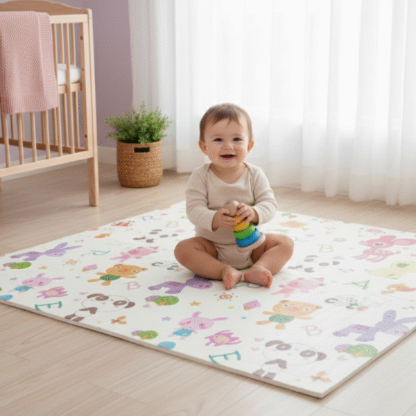 6 Alfombra Antigolpes Bebe Reversible GATITOS- ANIMALES CON LETRAS 200x180 cm y 0,8 cm Grosor