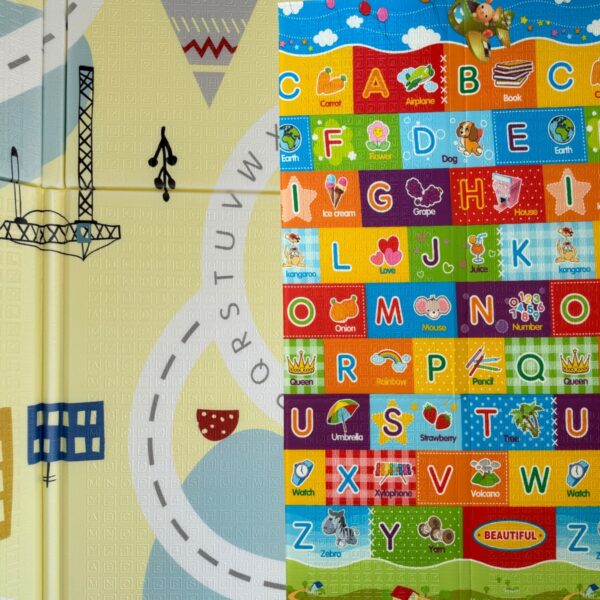 9 Alfombra Antigolpes Bebe Reversible LETRAS-CIUDAD 200x180 cm y 1,5 cm Grosor