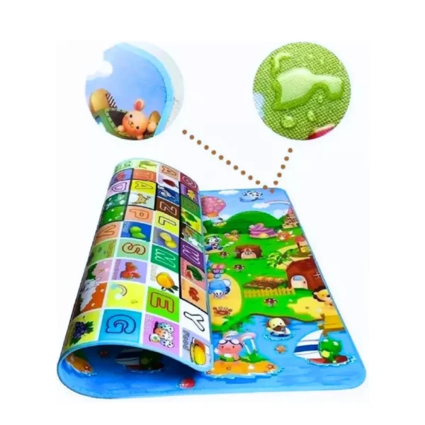 Alfombra 2x180 3 Alfombra Antigolpes Bebe Reversible LETRAS Y ANIMALES 150x180 cm y 0,8 cm Grosor