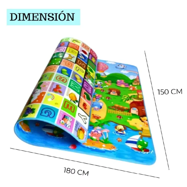 Alfombra 2x180 4 Alfombra Antigolpes Bebe Reversible LETRAS Y ANIMALES 150x180 cm y 0,8 cm Grosor