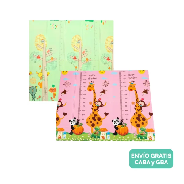 Alfombra Antigolpes Bebe Reversible BOSQUE -JIRAFA ROSA 150x180 cm y 0,8 cm Grosor