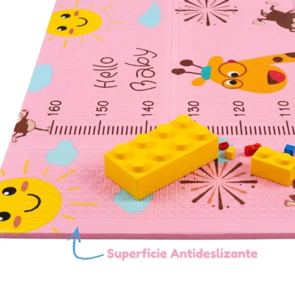 Alfombra Antigolpes Bebe Reversible BOSQUE -JIRAFA ROSA 150x180 cm y 0,8 cm Grosor