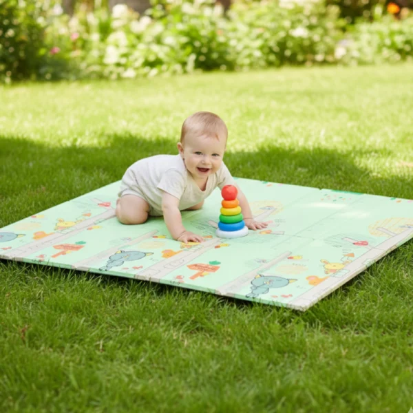 Alfombra Antigolpes Bebe Reversible BOSQUE -JIRAFA ROSA 150x180 cm y 0,8 cm Grosor