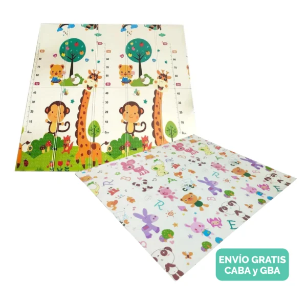 Alfombra Antigolpes Bebe Reversible JIRAFA- ANIMALES LETRAS 150x180 cm y 0,8 cm Grosor