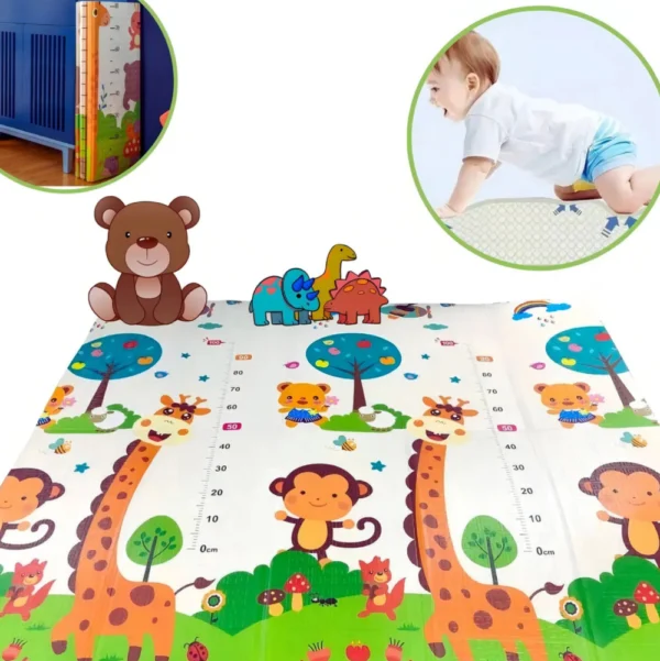 Alfombra Antigolpes Bebe Reversible JIRAFA- ANIMALES LETRAS 150x180 cm y 0,8 cm Grosor