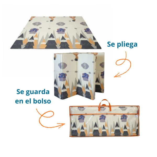 Alfombra Antigolpes Bebe Reversible ANIMALES GLOBO- FRUTAS 200x180 cm y 0,8 cm Grosor