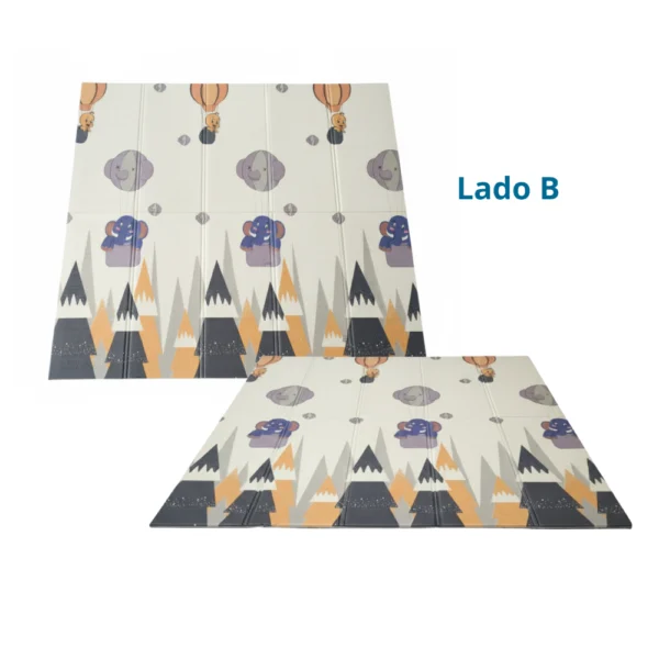 Alfombra Antigolpes Bebe Reversible ANIMALES GLOBO- FRUTAS 200x180 cm y 0,8 cm Grosor