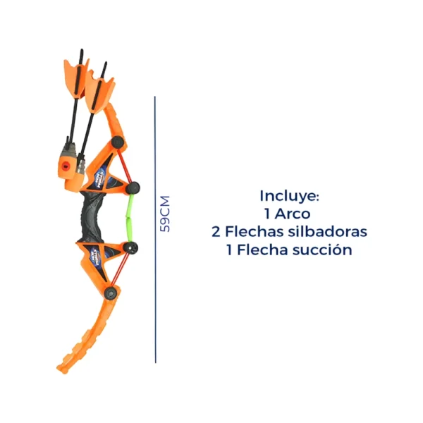 Arco y Flecha N 4 Set de Arco y Flecha Silbadora Naranja de Juguete Tiro Al Blanco