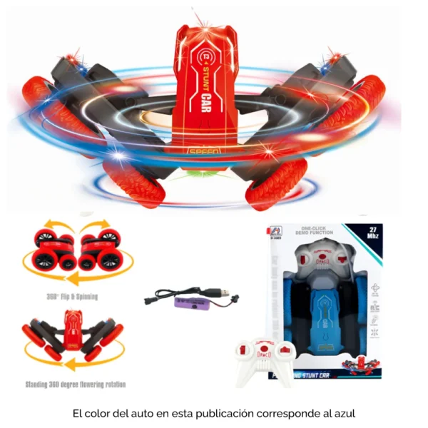 Auto Acrobatico 2 Auto Acrobático Azul con Control Remoto 27mhz Stunt Car 360°