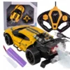 Auto Lanza Humo 3 Auto Deportivo Control Remoto Con Humo Luces, Sonido y Turbo Amarillo