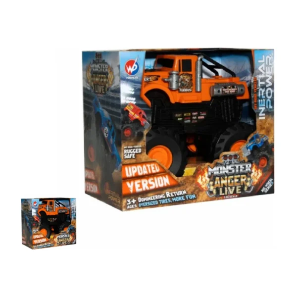 Auto Monster N 4 Camión Monster Truck Naranja Off Road con Luz y Música