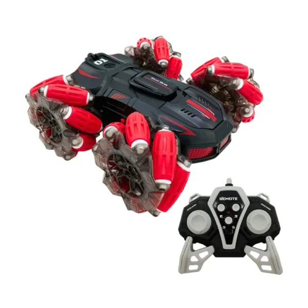 Auto Spray 5 Auto a Control Remoto Stunt Spray con Humo Real, Luces LED y Giros 360° Rojo
