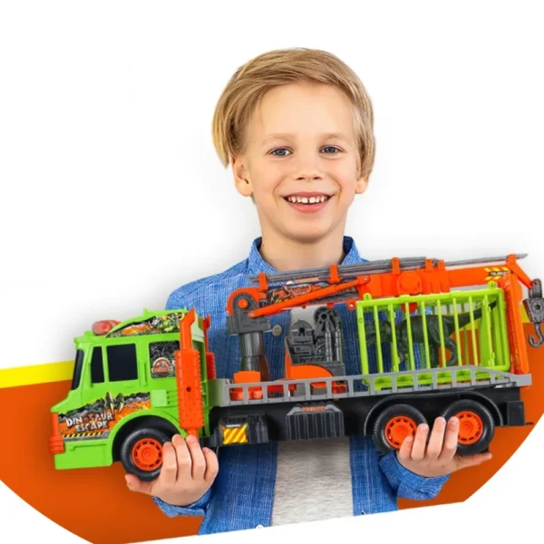 Camion portadinos 8 Camión Dinosaurio con Jaula de Remolque a Fricción