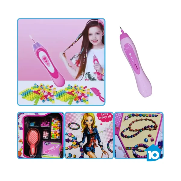 Kit Belleza 2 Set de Bijouterie Infantil con Aplicador Eléctrico para pulseras, collares y accesorios