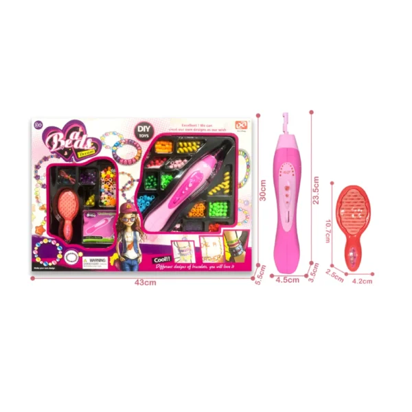 Kit Belleza 7 Set de Bijouterie Infantil con Aplicador Eléctrico para pulseras, collares y accesorios