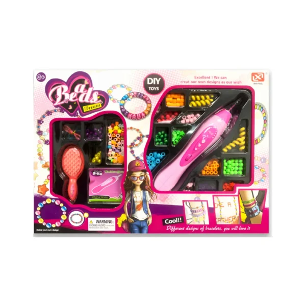 Kit Belleza 8 Set de Bijouterie Infantil con Aplicador Eléctrico para pulseras, collares y accesorios