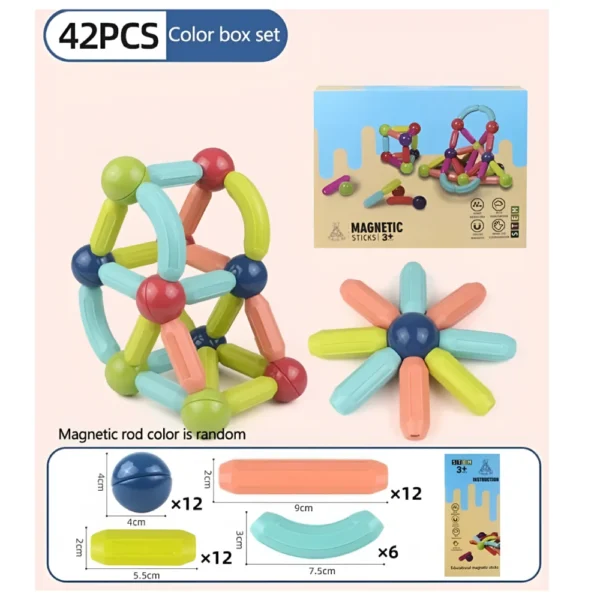 Magnetic 42 pc 8 Bloques Magnéticos x42 Piezas – Didáctico, Colorido y Súper Creativo
