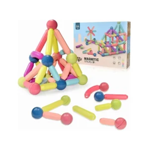 Bloques Magneticos 64 piezas Bloques Magnéticos para Armar – Set de 64 Piezas con Tubos, Codos y Conectores 3D