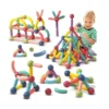 Magnetic 64 pc 2 Bloques Magnéticos para Armar – Set de 64 Piezas con Tubos, Codos y Conectores 3D