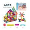 Magnetic 64 pc 3 Bloques Magnéticos para Armar – Set de 64 Piezas con Tubos, Codos y Conectores 3D