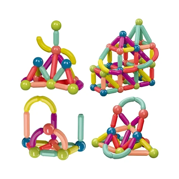 Magnetic 64 pc 5 Bloques Magnéticos para Armar – Set de 64 Piezas con Tubos, Codos y Conectores 3D