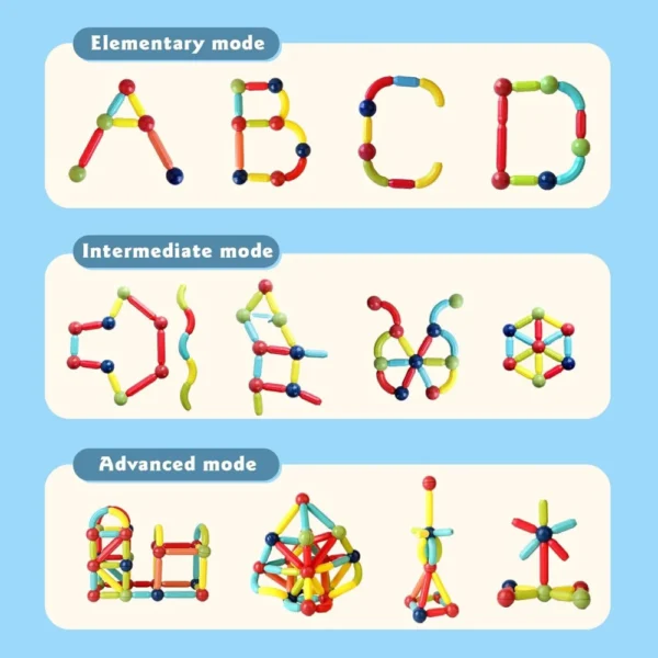 Magnetic 64 pc 8 Bloques Magnéticos para Armar – Set de 64 Piezas con Tubos, Codos y Conectores 3D