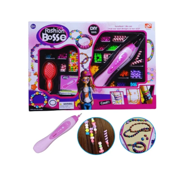 Set de Bijouterie Infantil con Aplicador Eléctrico para pulseras, collares y accesorios